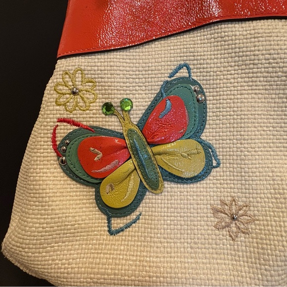 Vintage Y2K Coach Lexi Woven Straw Butterfly Purse-  Coral/Orange B1168-F16584 - Picture 5 of 16
